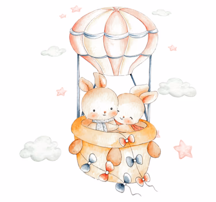Tappeto vinile per bambini palloncino con coniglio - TenStickers