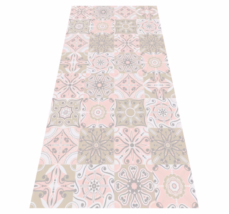 Tappeto vinile bagno piastrelle rosa e grigie - TenStickers