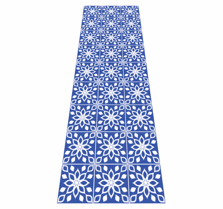Tappeto vinile bagno motivo piastrelle blu sudiste - TenStickers