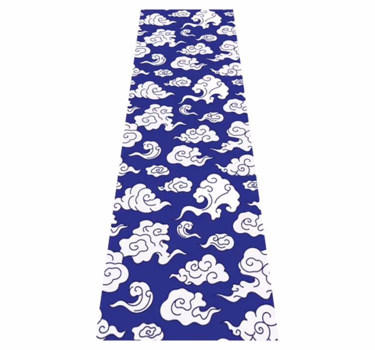 Tappeto vinile bagno nuvole bianche su sfondo blu - TenStickers