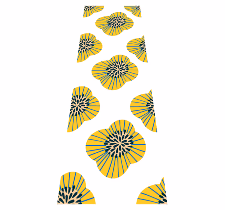 Tappeto vinile bagno grande fiore rotondo blu e giallo - TenStickers