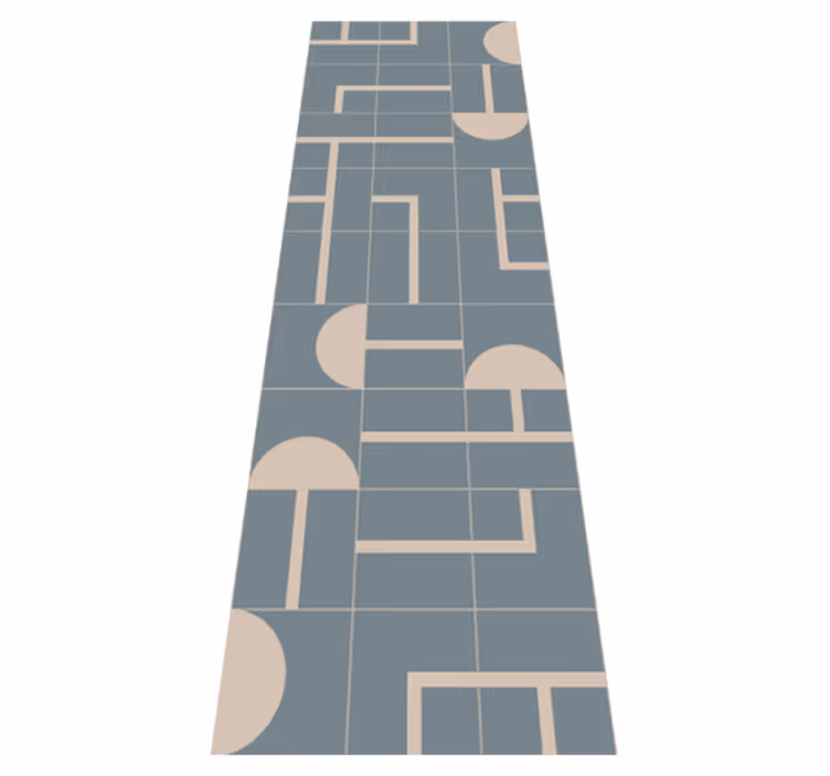 Tappeto vinile bagno blu grigio geometrico moderno - TenStickers