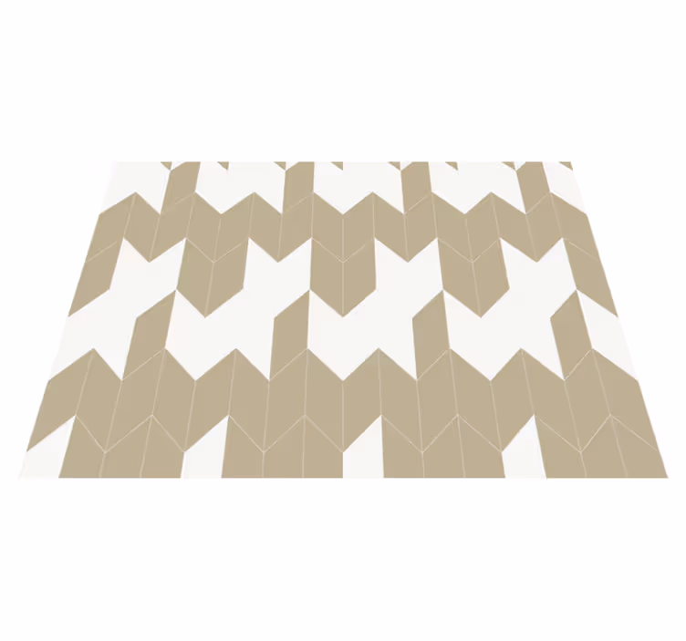 Tappeto vinile bagno motivo geometrico bianco e beige - TenStickers
