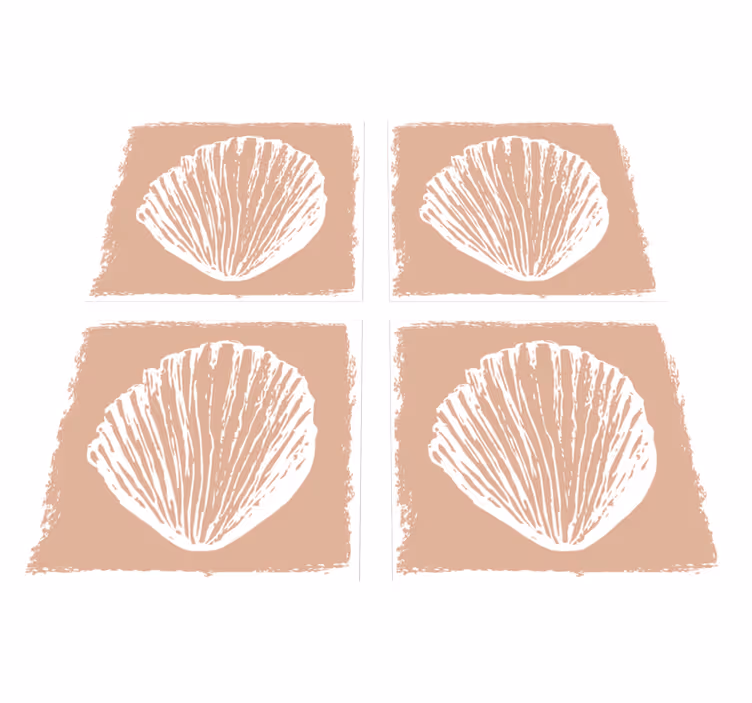 Tappeto vinile bagno motivo conchiglie beige - TenStickers