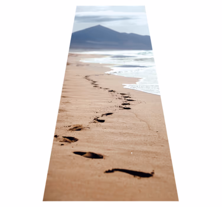 Tappeto vinile bagno impronta sulla spiaggia - TenStickers