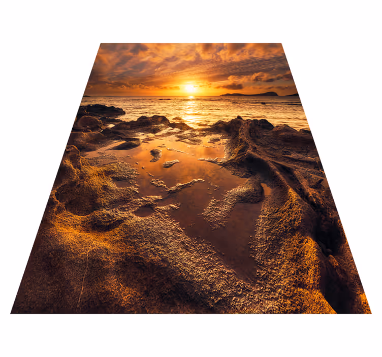 Tappeto vinile bagno paesaggio tramonto nuvoloso - TenStickers