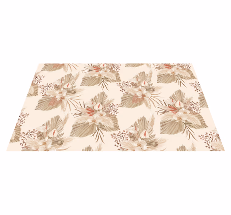 Tappeto vinile bagno fiori secchi con erba pampas - TenStickers