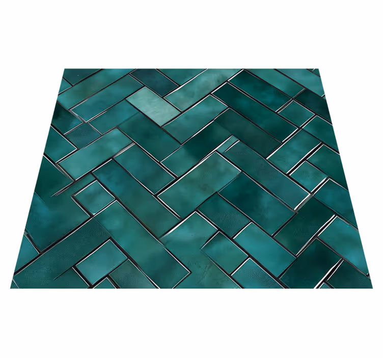Tappeto vinile bagno a zig zag verde - TenStickers