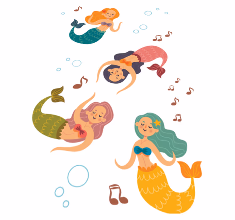 Tappeto vinile bagno sirene danzanti - TenStickers