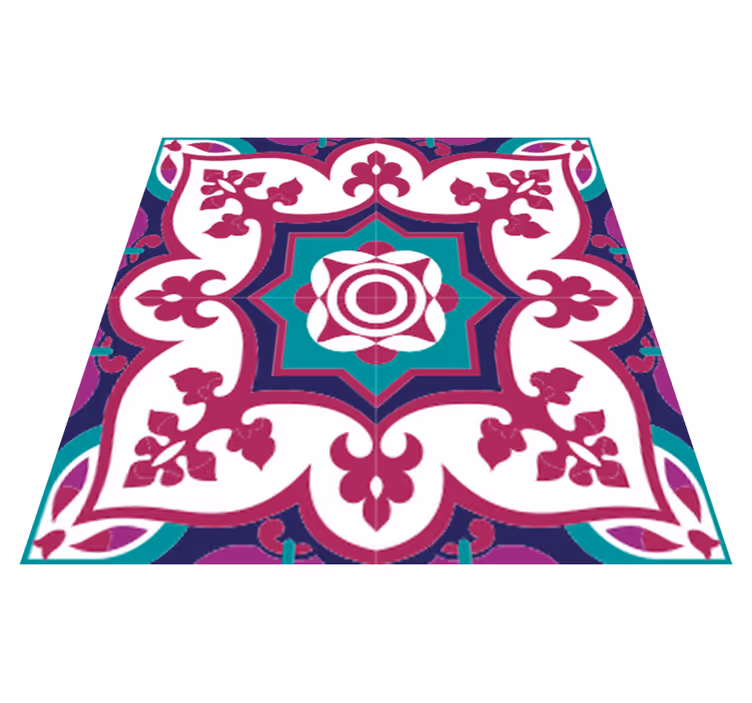 Tappeto vinile bagno motivo piastrelle marocchine rosa - TenStickers