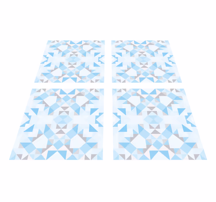 Tappeto vinile bagno adesivo piastrelle blu grigio vintage - TenStickers
