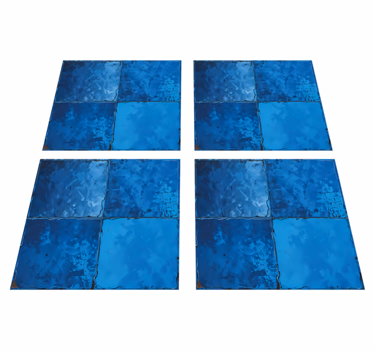 Tappeto vinile bagno motivo quadrato blu marino - TenStickers