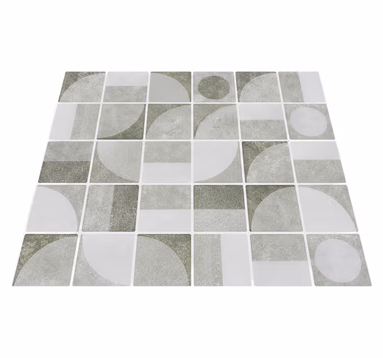 Tappeto vinile bagno forme interconnesse in scala di grigi - TenStickers