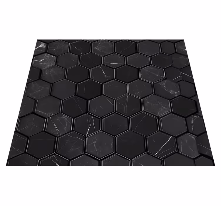 Tappeto vinile bagno esagonale nero - TenStickers
