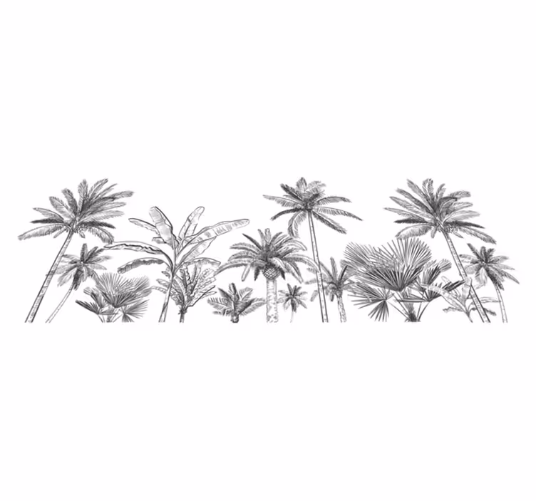 Tappeto vinile bagno schizzo di alberi tropicali - TenStickers