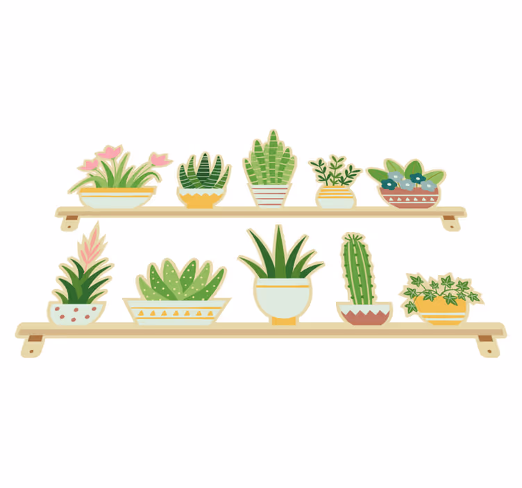 Tappeto pvc cucina set mensola piante cactus - TenStickers