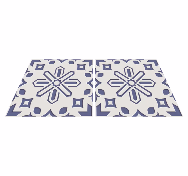 Tappeto pvc cucina motivi carini blu e bianchi - TenStickers