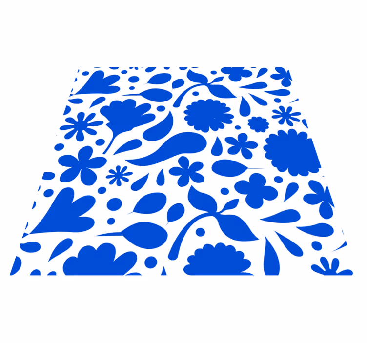 Tappeto pvc cucina fiori vari blu di delft - TenStickers