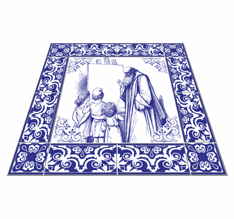 Tappeto pvc cucina insegnante blu delft - TenStickers
