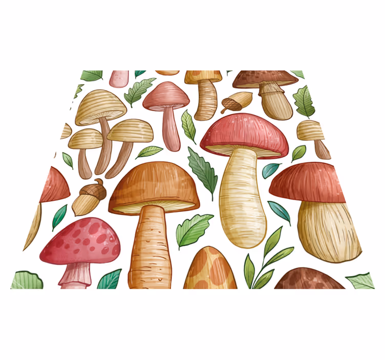 Tappeto pvc cucina collezione di funghi diversi - TenStickers