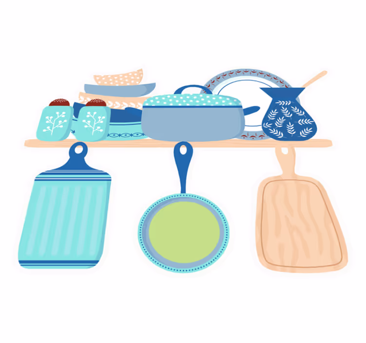 Tappeto pvc cucina stoviglie in ceramica - TenStickers