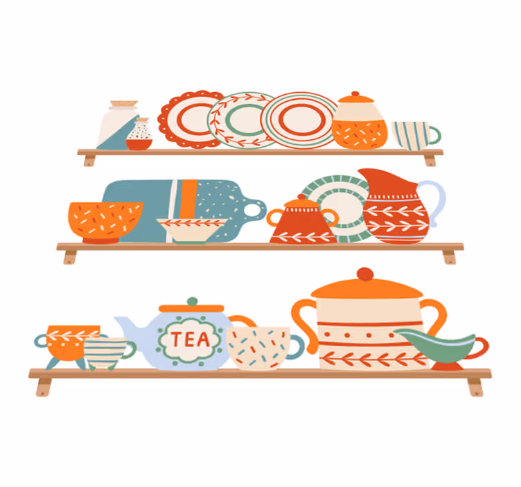 Tappeto pvc cucina stoviglie da cucina su mensola - TenStickers