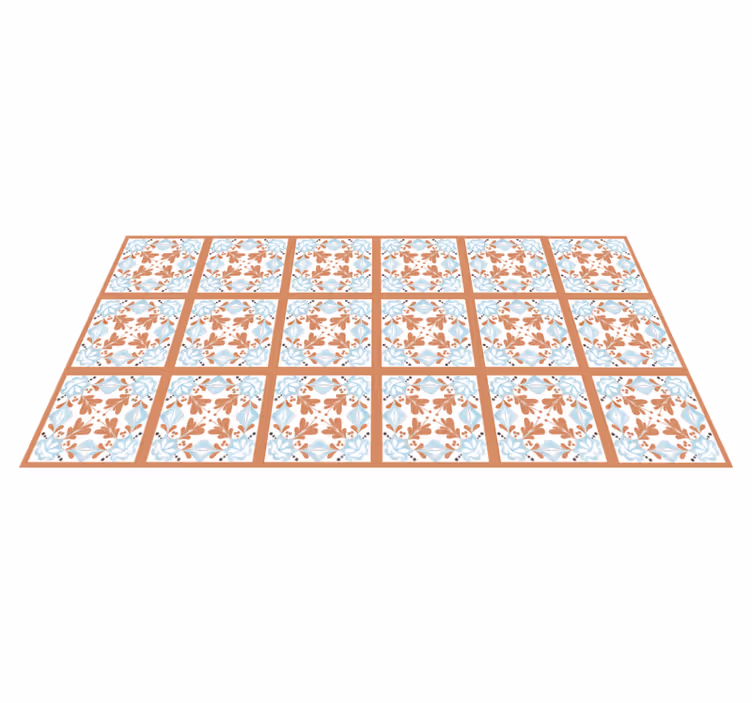 Tappeto pvc cucina piastrelle floreali mediterranee - TenStickers