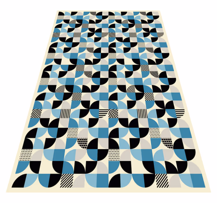 Tappeto pvc cucina motivo bauhaus blu retro - TenStickers