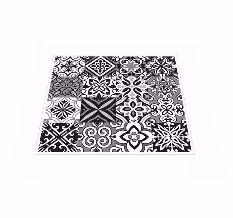 Tappeto pvc cucina geometrie nere a contrasto - TenStickers