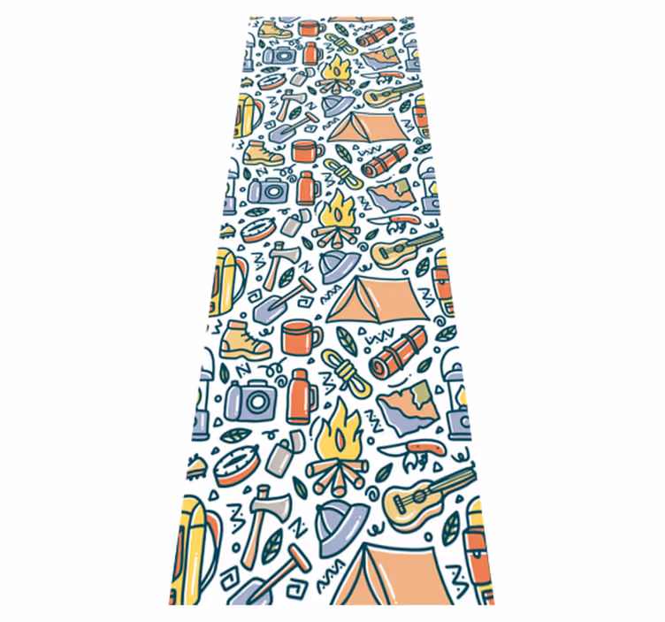 Tappeto vinile camera da letto montagne e campeggio - TenStickers
