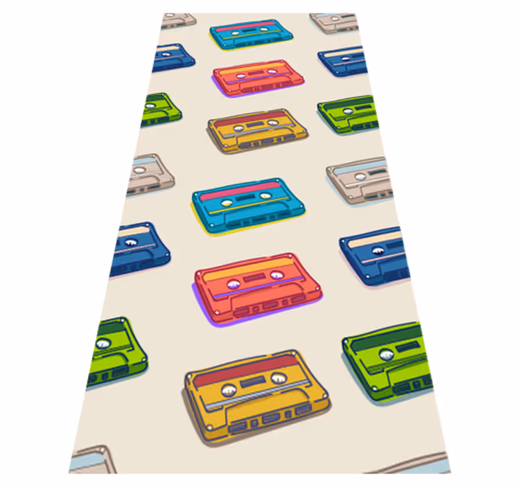 Tappeto vinile camera da letto motivo cassette multicolore - TenStickers