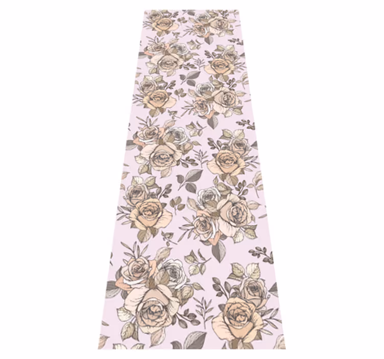 Tappeto vinile camera da letto sfondo rose shabby chic - TenStickers