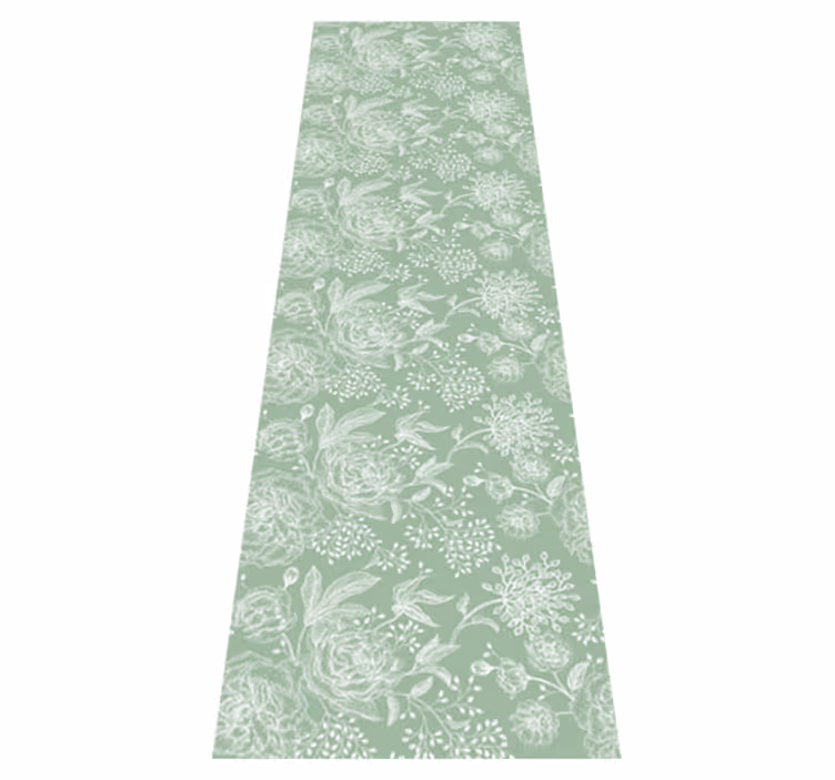 Tappeto vinile camera da letto stile floreale verde - TenStickers