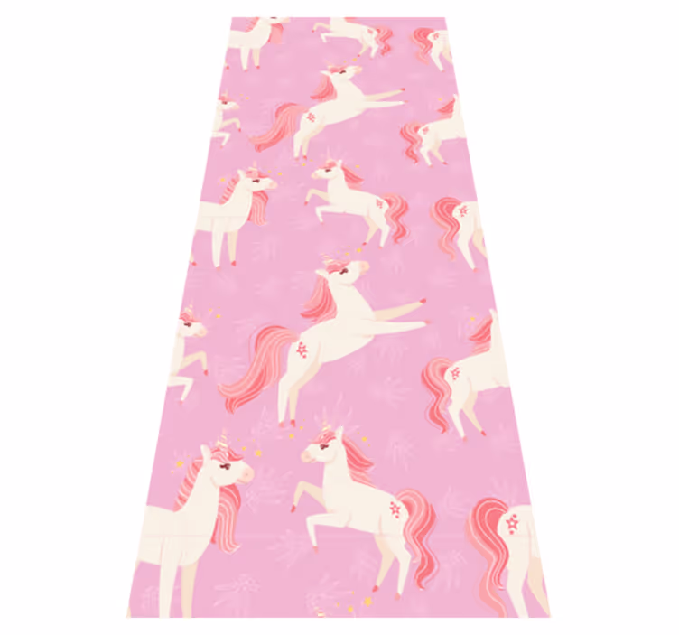 Tappeto vinile camera da letto unicorni pastello fiori - TenStickers