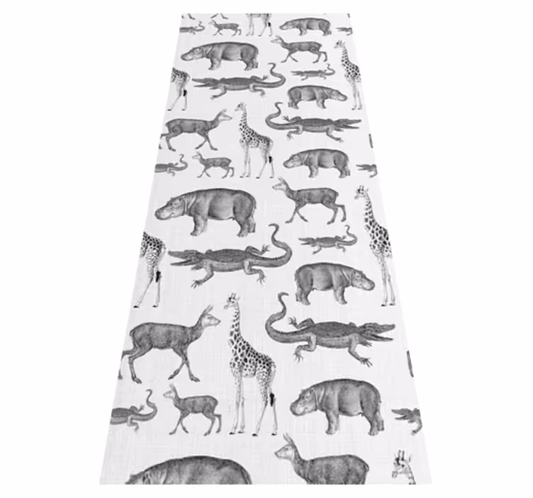 Tappeto vinile camera da letto bordo animali e alberi safari - TenStickers