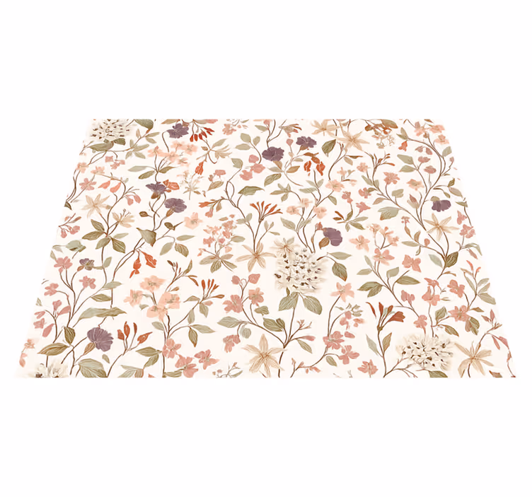 Tappeto vinile camera da letto design fiori rosa - TenStickers