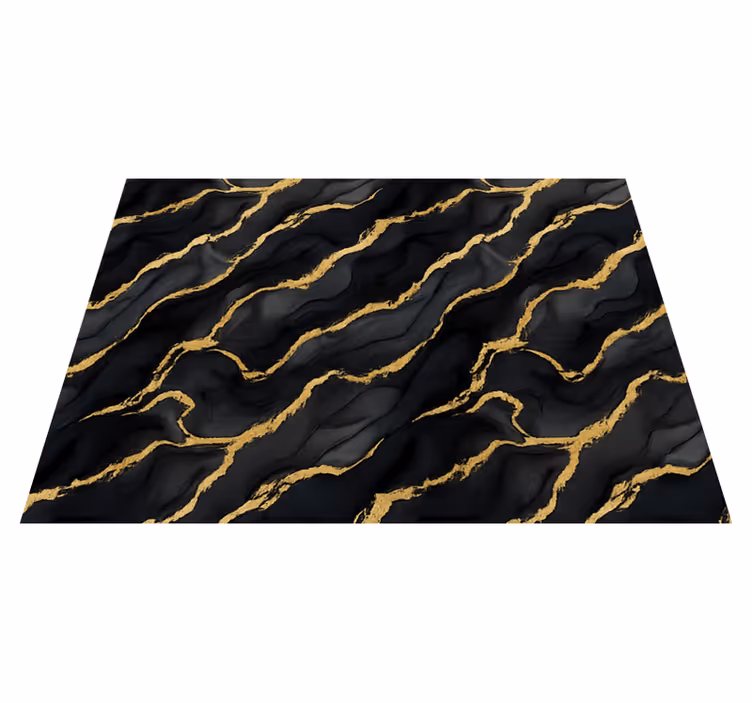 Tappeto vinile camera da letto effetto marmo nero oro - TenStickers