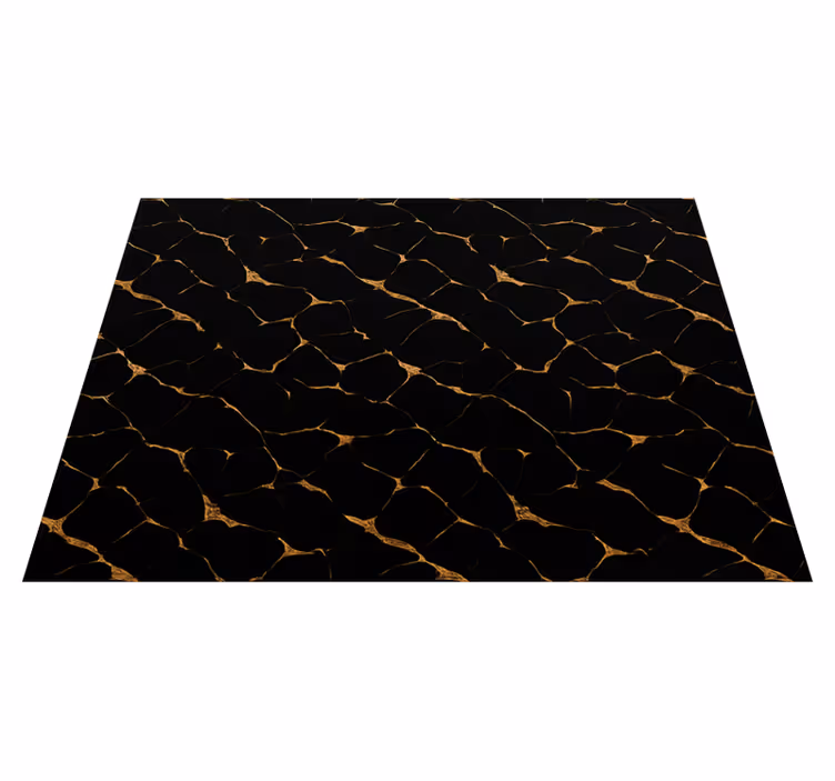 Tappeto vinile camera da letto marmo nero con crepe oro - TenStickers