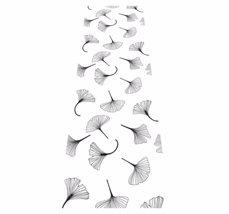 Tappeto vinile ufficio motivo foglie di ginkgo nere - TenStickers