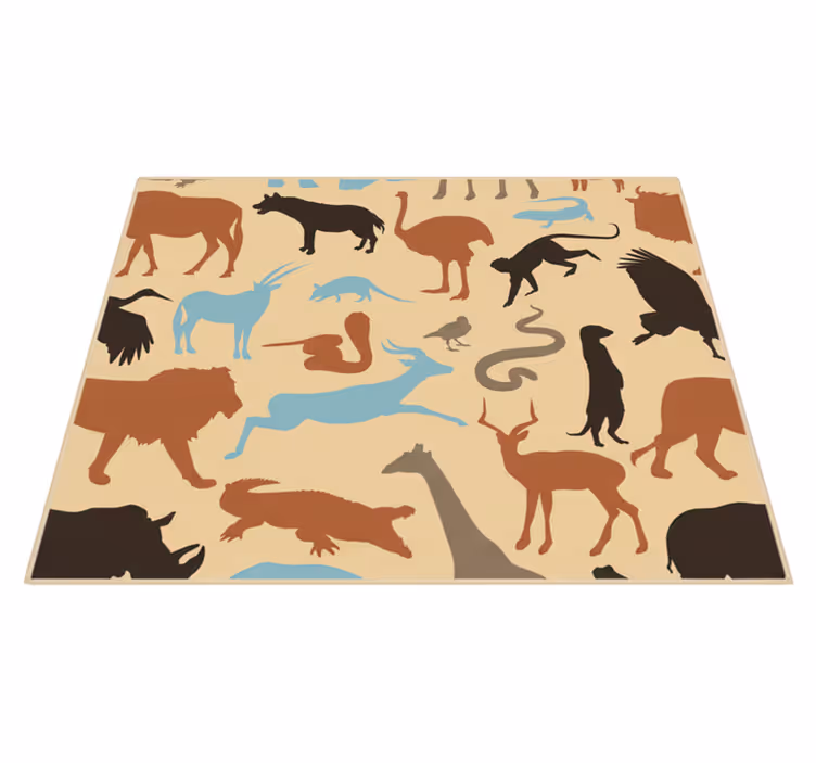 Tappeto vinile camera da letto animali safari silhouette - TenStickers