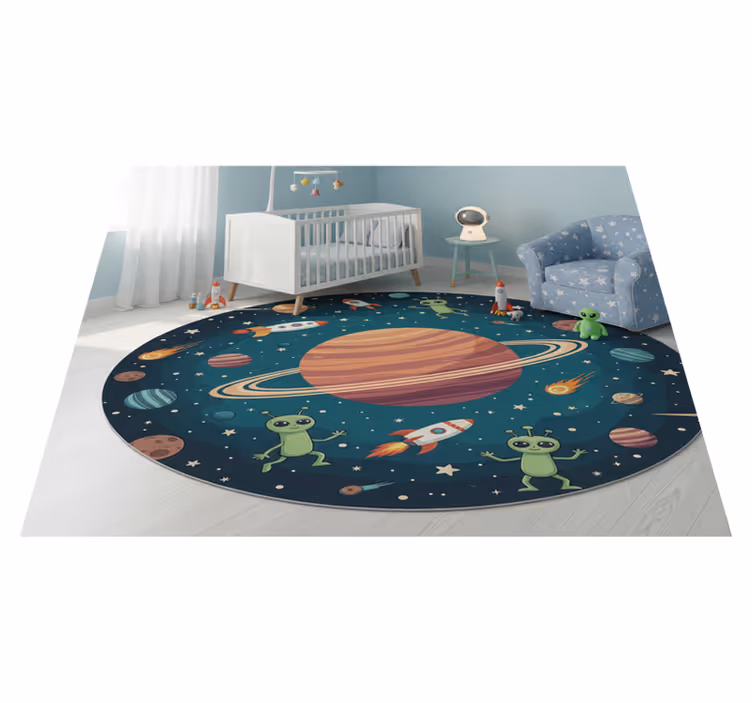 Tappeto vinile camera da letto pianeta nuovo con alieni - TenStickers
