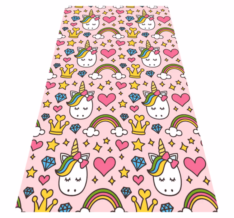 Tappeto vinile camera da letto arcobaleni e unicorni - TenStickers