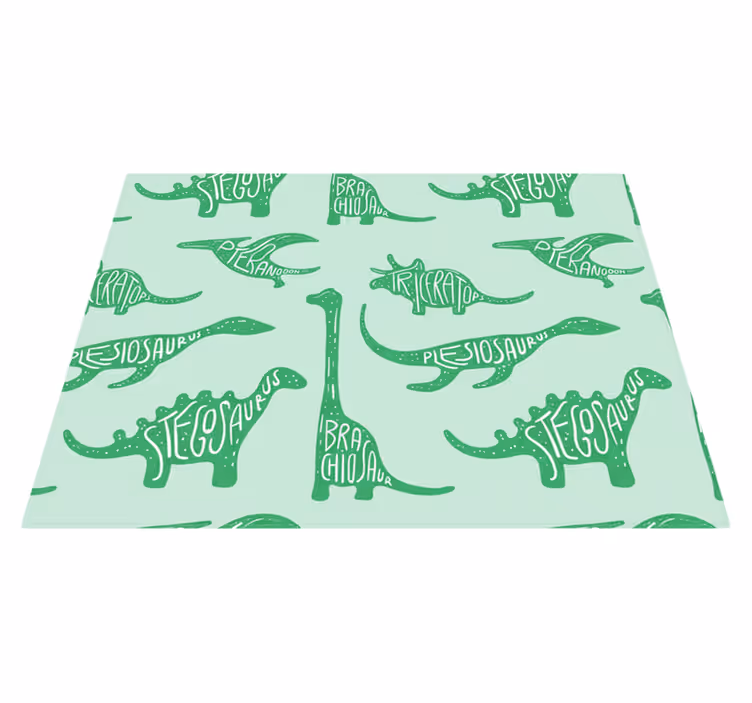 Tappeto vinile camera da letto dinosauri verdi con nomi - TenStickers