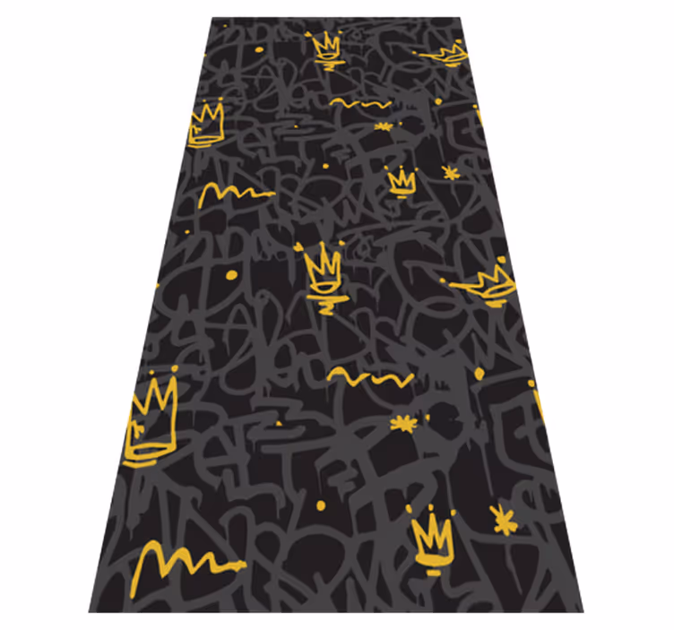 Tappeto vinile camera da letto corona graffiti oro e nero - TenStickers