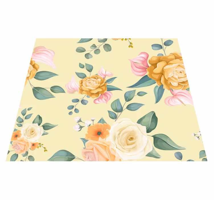 Tappeto vinile camera da letto rose gialle stile vintage - TenStickers