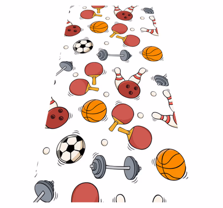 Tappeto vinile camera da letto attrezzatura sportiva doodle - TenStickers