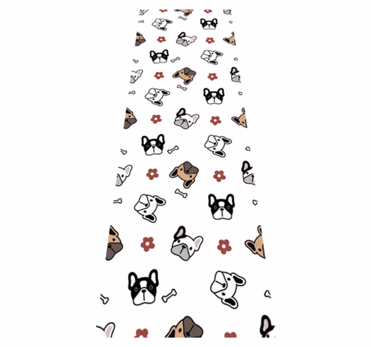 Tappeto vinile camera da letto fiori e bulldog francese - TenStickers