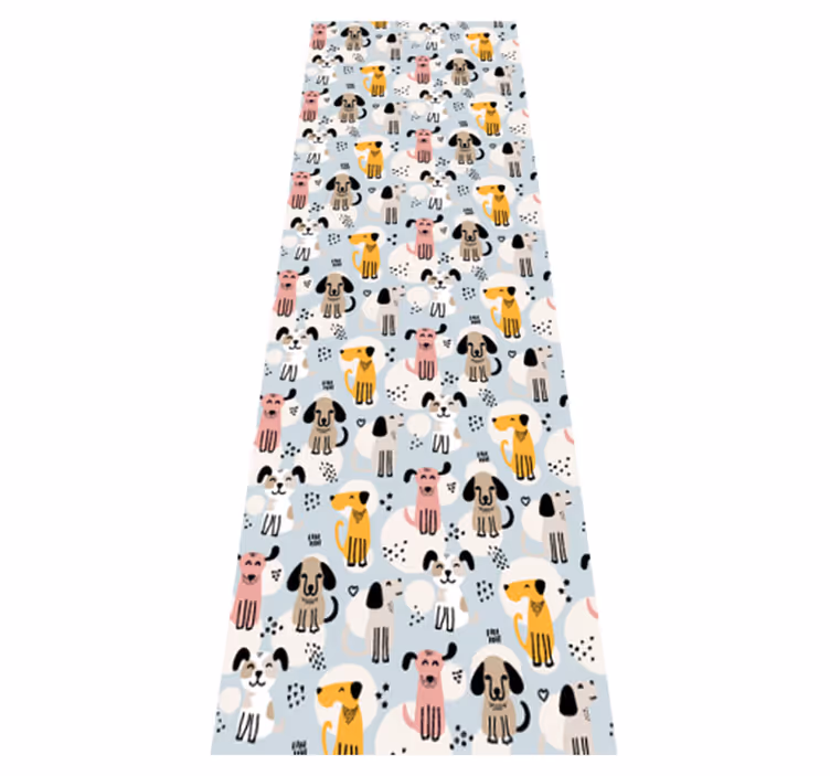Tappeto vinile camera da letto cani multicolori su blu - TenStickers