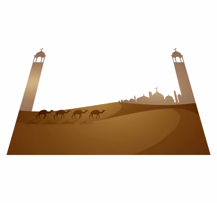 Tappeto vinile camera da letto moschea islamica e cammelli - TenStickers