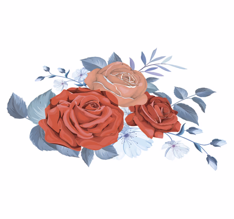 Tappeto vinile camera da letto fiori blu bouquet - TenStickers
